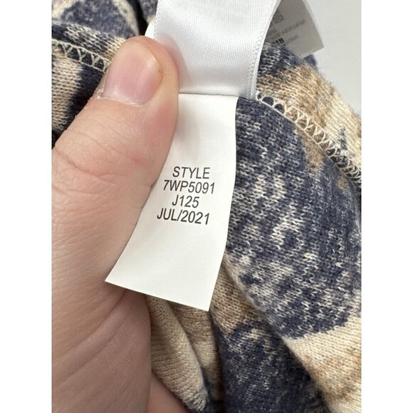 Lucky Brand Cardigan Women Medium Cream Aztec South Western Drape Front Open - Picture 6 of 10